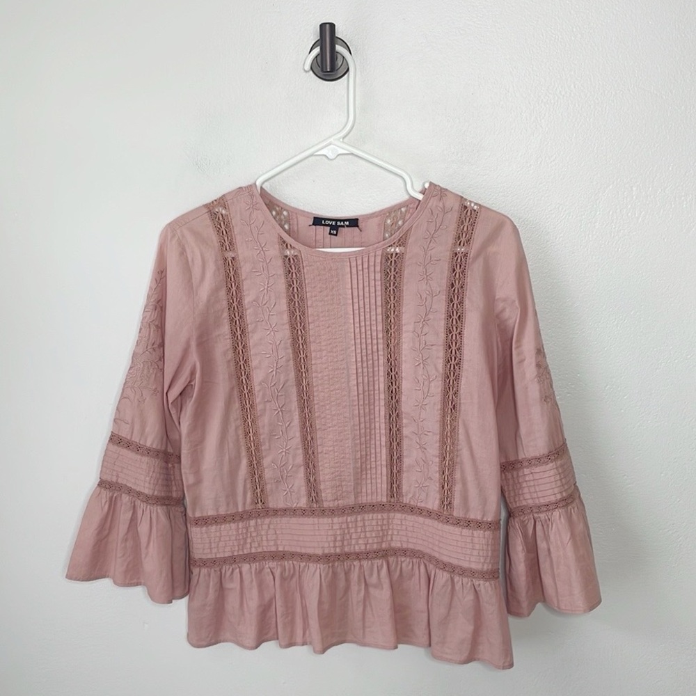 Love Sam Pink embroidered top